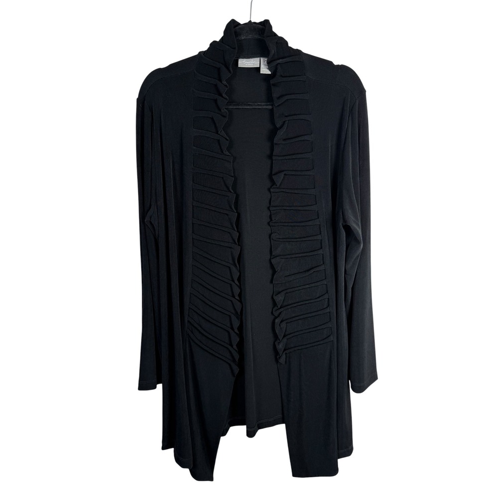 Chico's Travelers Black Open Front Cardigan Size Large